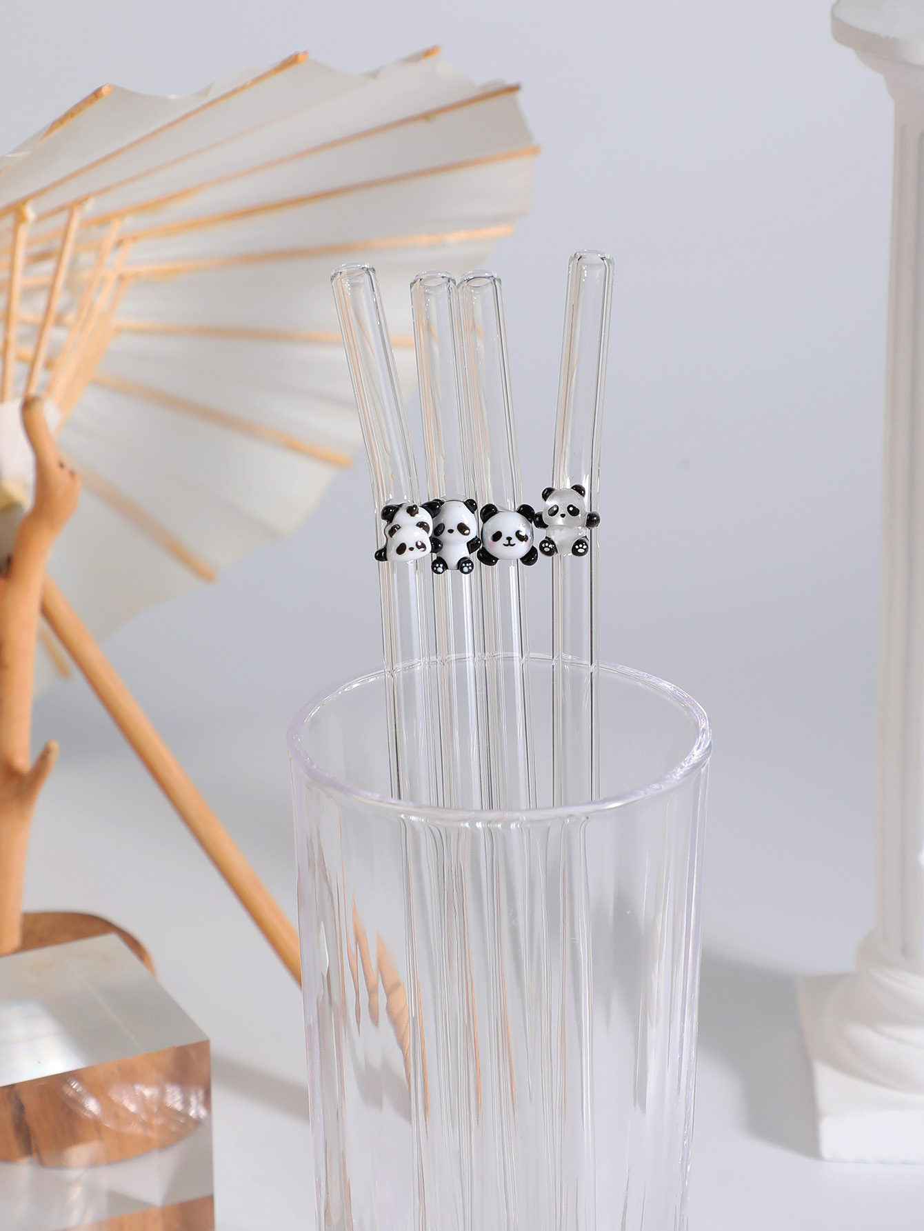 Reusable Straw - 4/7 قطع من قش الزجاج المنحني