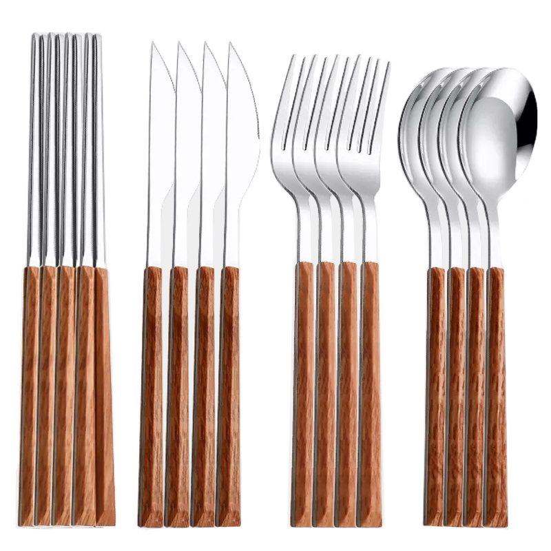 طقم أدوات مائدة بمقبض من الخشب - مراجعة Bamboo Cutlery وسعره
